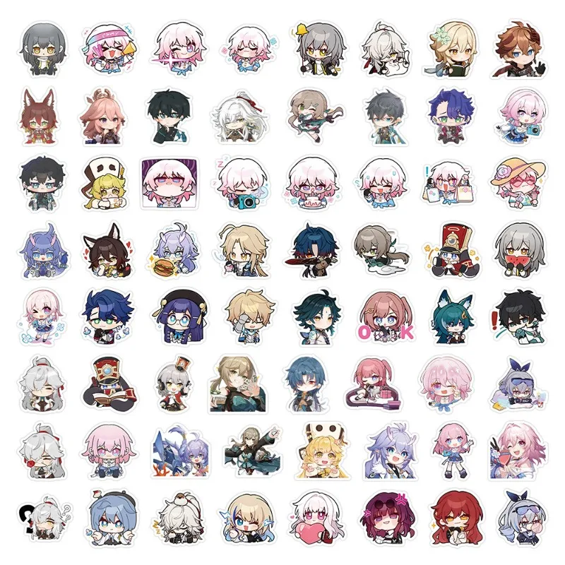 65pcs ‌ Honkai: Star Rail Cartoon Sticker Luggage Water Cup Stationery Mobile Phone Scooter Car Laptop Refrigerator Decoration