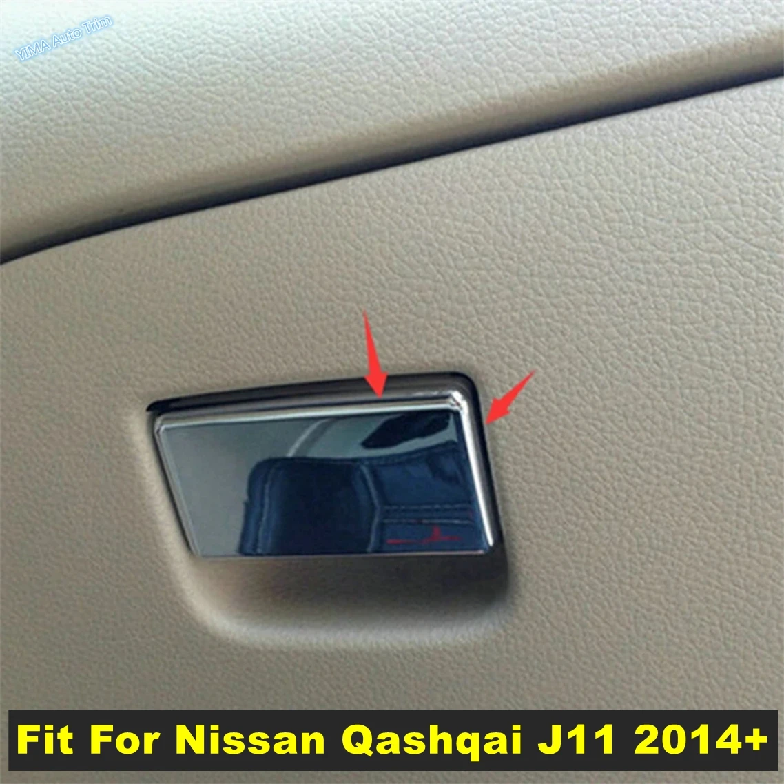 

ABS Chrome Auto The Copilot Glove Storage Box Handle Sequins Cover Trim Interior Accessories For Nissan Qashqai J11 2014 - 2020