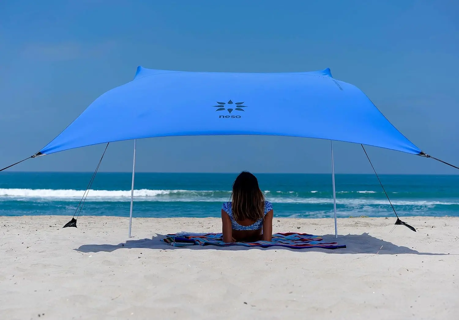 

Tents Beach Tent with Sand Anchor, Portable Canopy Sunshade - 7' x 7' - Patented Reinforced Corners(Periwinkle Blue)