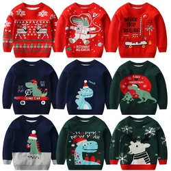 Christmas Kids Bottomed Sweater Winter Boys Girls Cotton Pullover Knit Clothes Autumn Children Print Warm Knitwear 2-6 Years