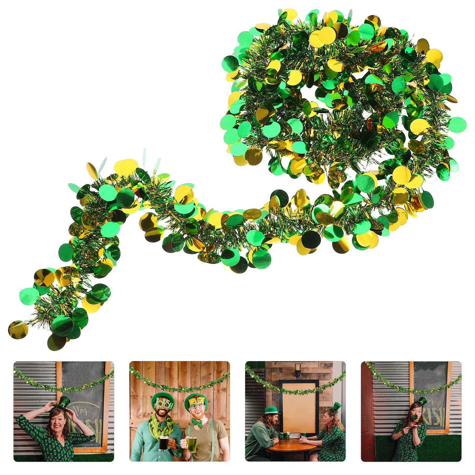 

Tinsel Garland for St. Patrick's Day Party Decorative Strip Festive Celebration Ornament Supply Stage Theme Layout Accessory