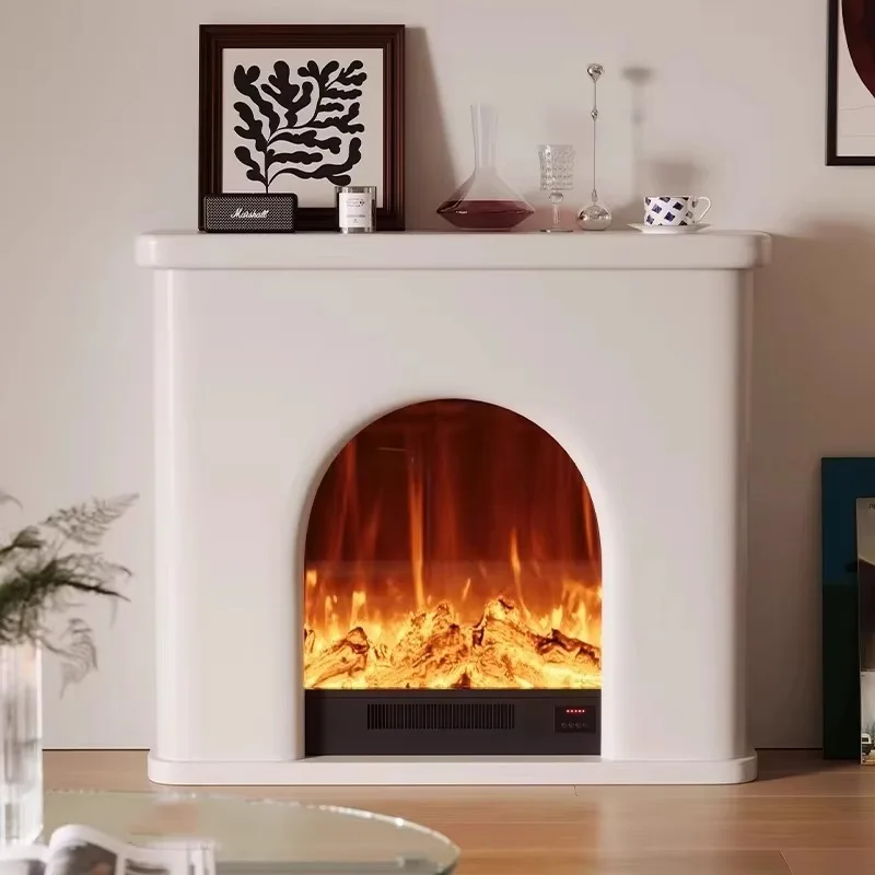 【Best-selling】French Fireplace Simulation Fire European Baroque Style Wall-Mounted Light Decorative Cabinet Home Furniture Elect