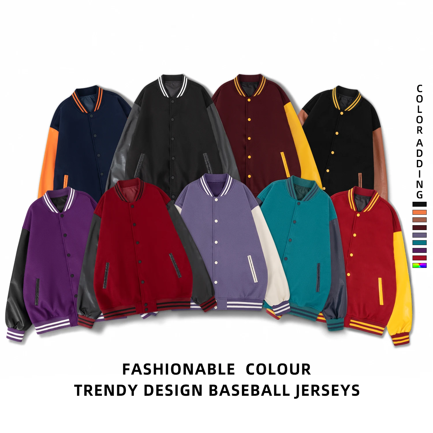 Mens Varsity Jackets Classic Baseball College&High School Wool+Faux Leather Bomber Jacket Unisex Colorful Club Outerwear Coats