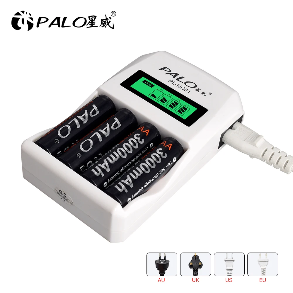 PALO AA 1.2V NIMH AA Rechargeable Battery AA Cell HR06 2A NI-MH Batteries for Remote Control Mp3 Clocks Shaver Toy+Battery Box