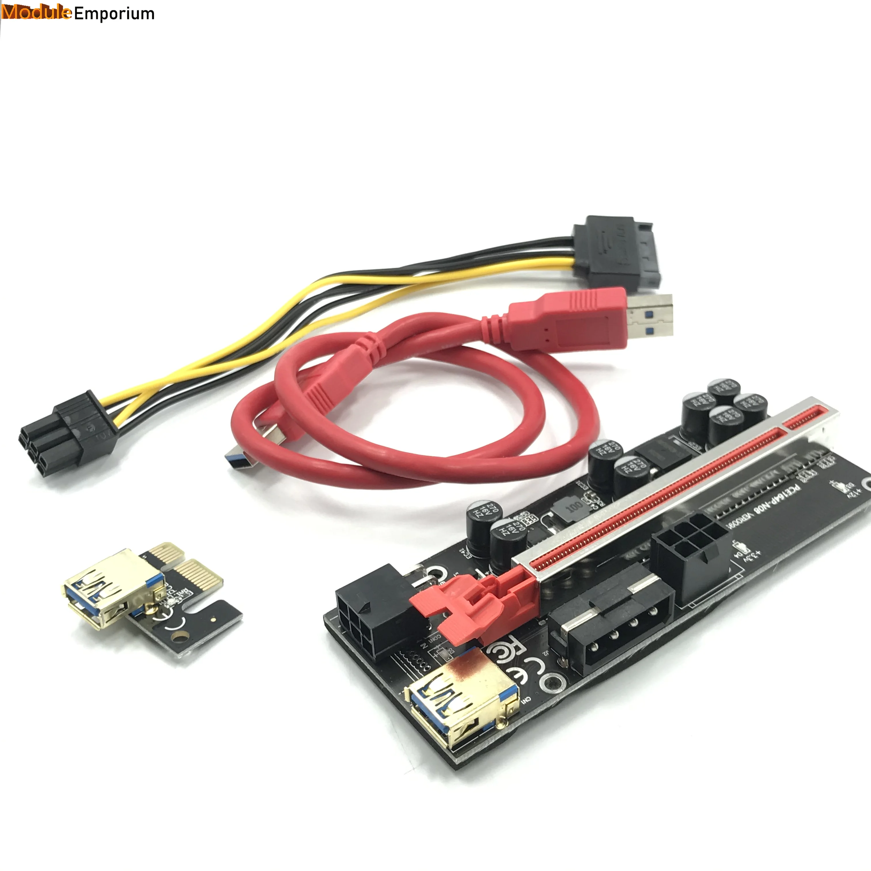 Placa Riser PCI-E para Placa Gráfica, VER 009S Plus, PCI Express 1X a 16X, Cabo USB 3.0, Conector SATA a 6Pin, Placa de vídeo