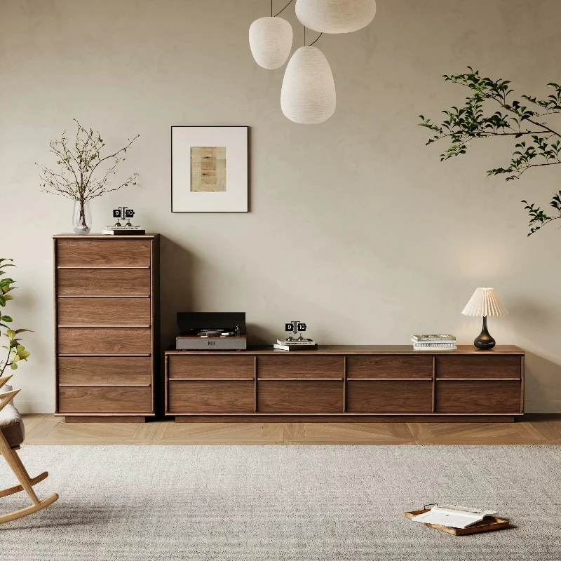 Solid wood TV cabinet living room home modern simple floor TV cabinet