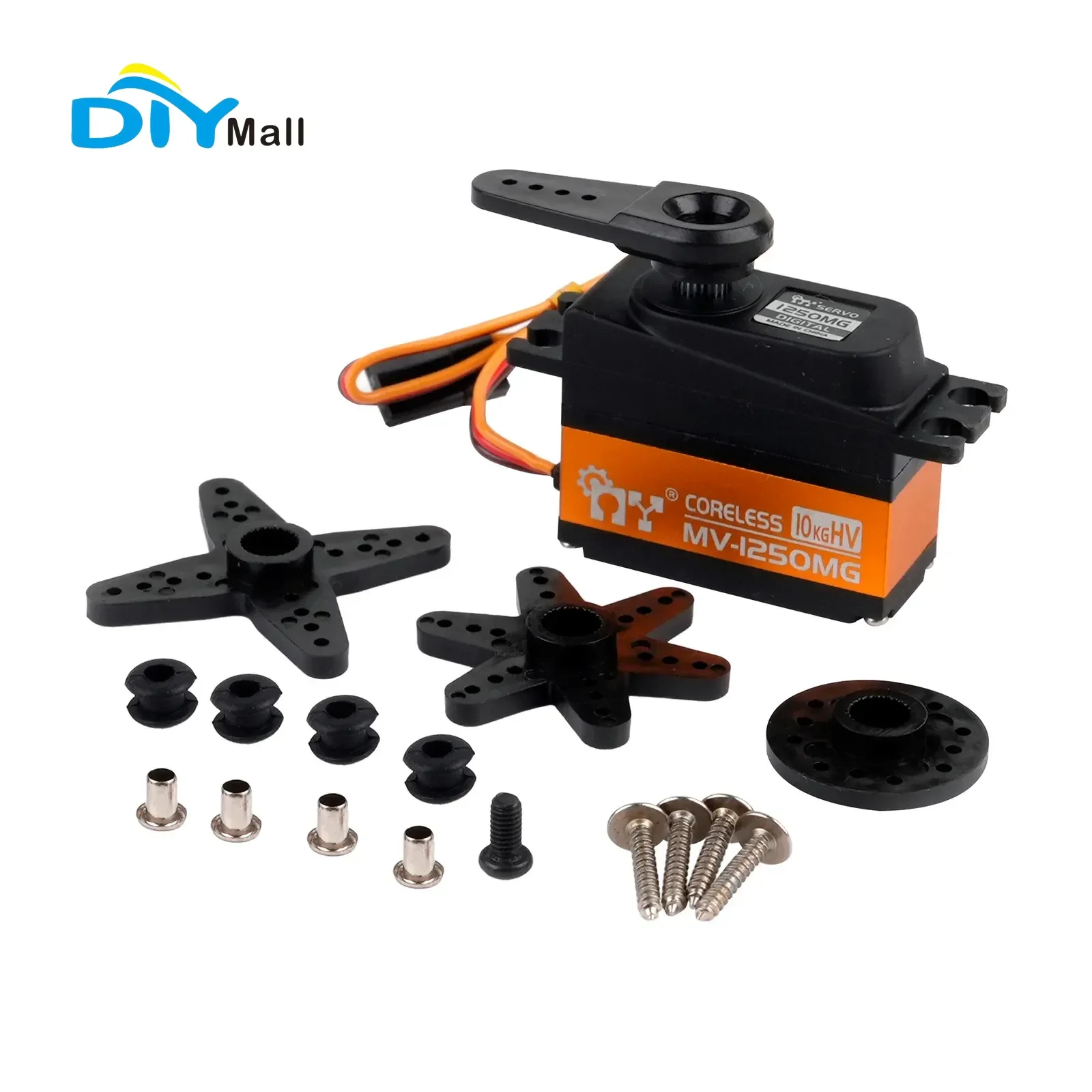 DIYmall 10 كجم مؤازرة رقمية عالية عزم الدوران ميتال جير 180 °   محرك الأكواب المجوفة (MV-1250MG)