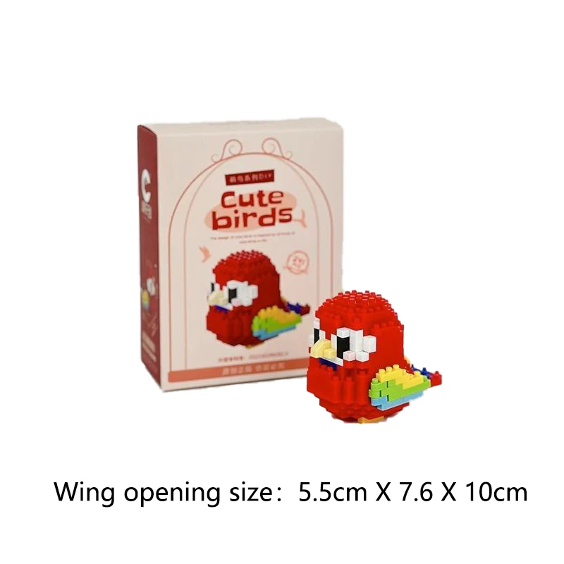 Mini Building Blocks 3D Bird Series Cute Parrot Model Bricks Set Assemble Kawaii  Kids Gifts Table Decor Toys