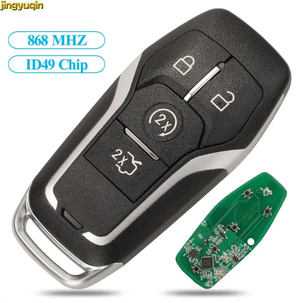 

Jingyuqin Remote Car Key Control 868MHz ID49 Chip For Ford Mustang Edge Explorer Fusion Mondeo Kuka 4 Buttons Key Case