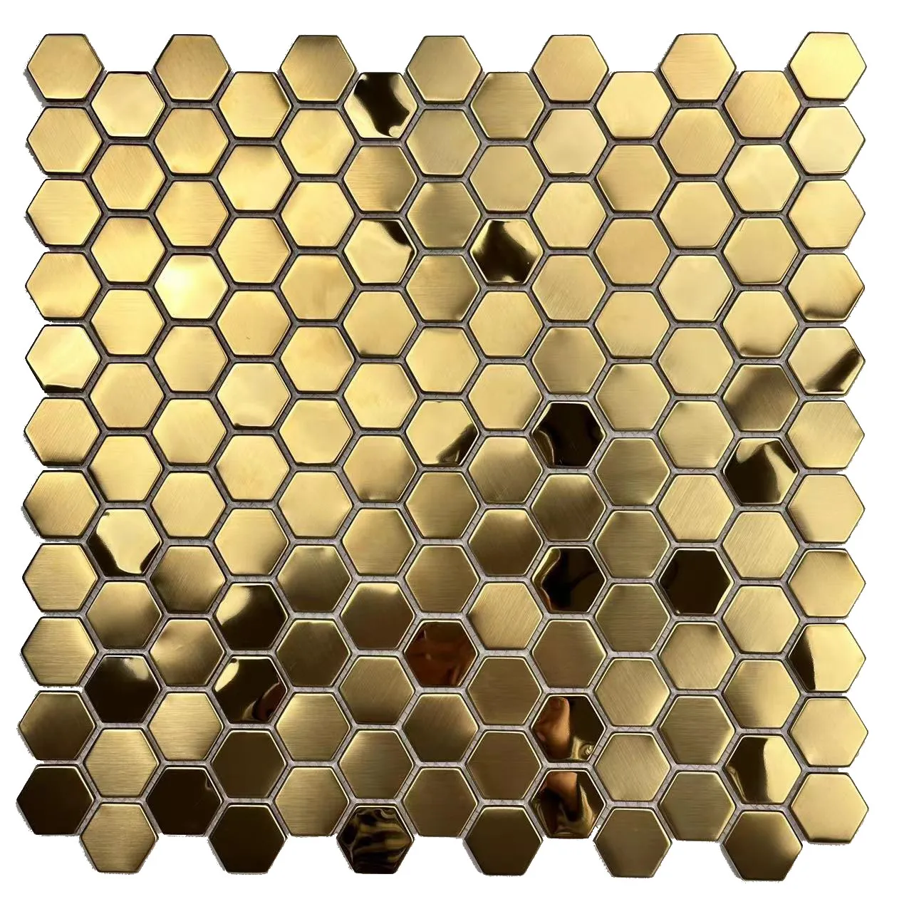 

11 pcs hexagon golden silver color Stainless Steel Metal Mosaic Tiles bathroom wall tile floor tile kitchen backsplash tiles