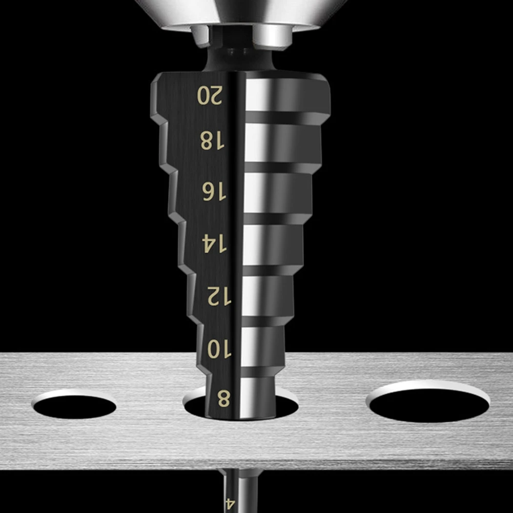 

ABRW-4Pcs 3-12 4-12 4-20Mm HSS Straight Groove Step Drill Bit Nitride Twist Drill Wood Metal Hole Cutter Core Drilling Tools