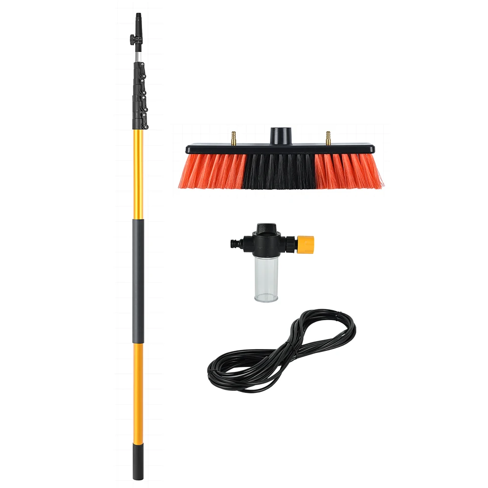 6-24Ft 1.8-7 Retractable Aluminum Extension Rod Window Cleaning Brush