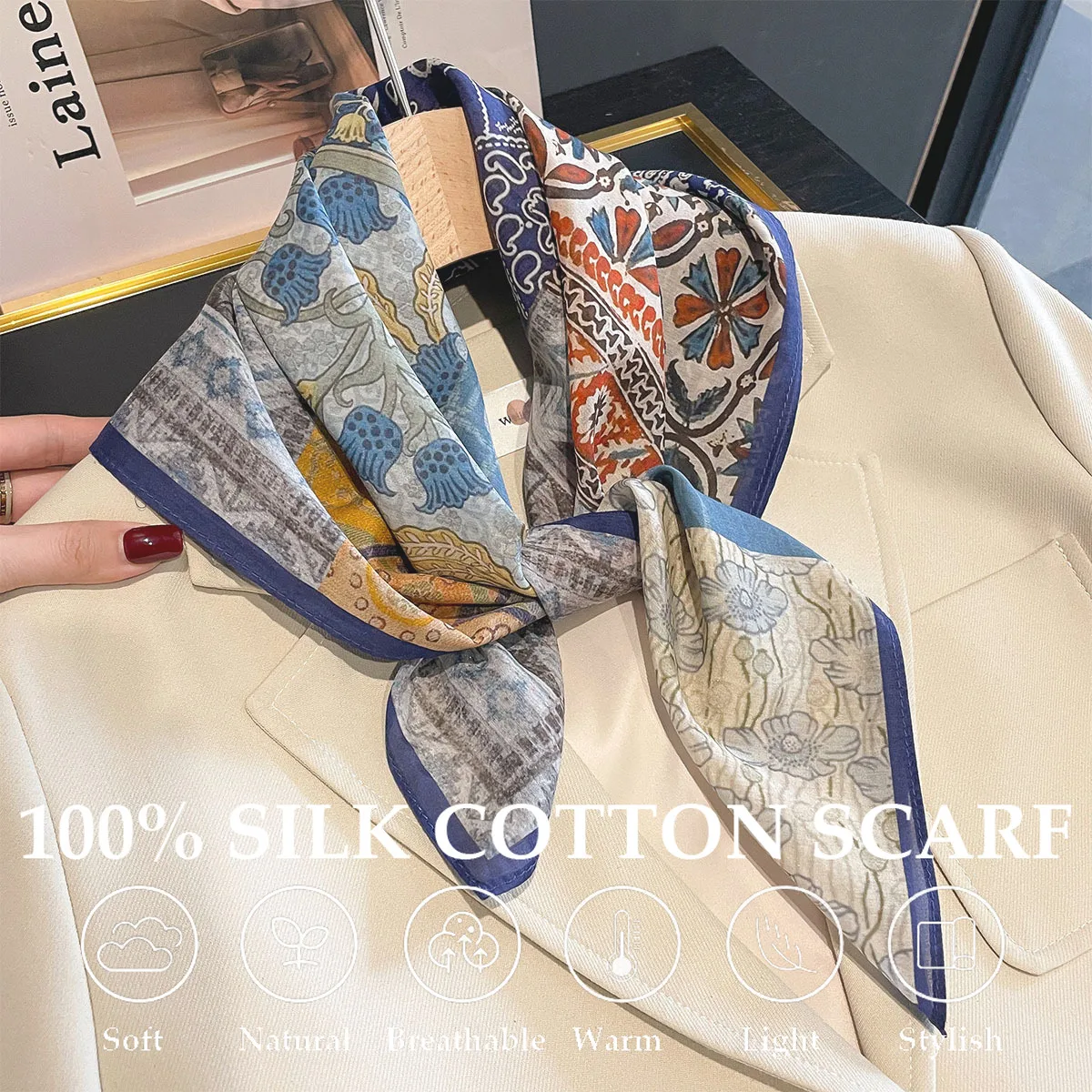 

Новые роскошные квадратные шарфы высокого качества, женский дизайн, шарф из 100% шелка, хлопка, весна-лето, дорожная шаль, пончо из пашмины, хиджаб