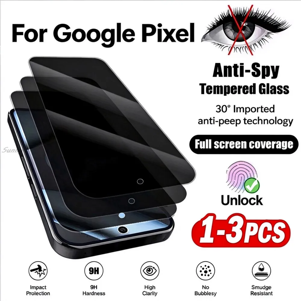 1-3Pcs Full Cover Privacy Screen Protector For Google Pixel 9 10 Pro Anti-Spy Tempered Glass Film For Google Pixel 9 Pro Glass
