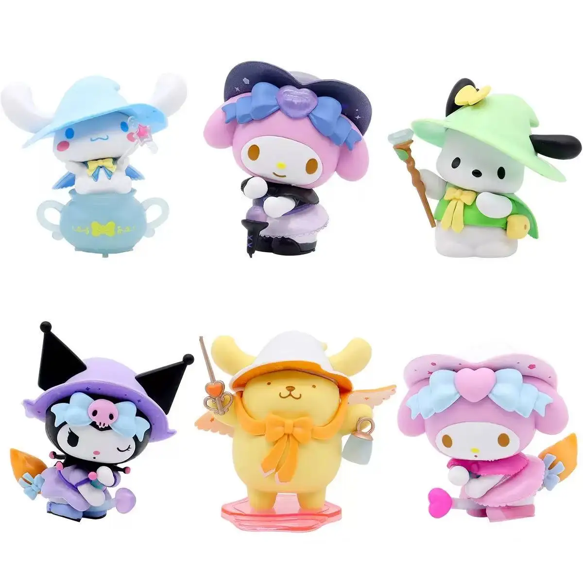 6Pcs Sanrio Anime Figures Kawaii Kuromi Cinnamoroll My Melody Action Figure Dolls Toys Girl Fans Gift