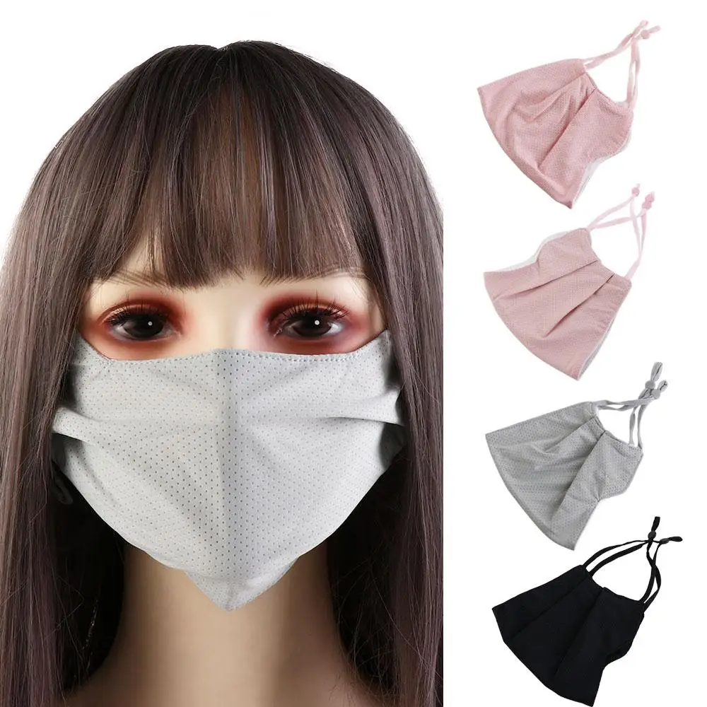 

Sports Breathable Riding For Girl Outdoor Solid Color Summer Hiking Mesh Ice Silk Mask Face Scarf Sunscreen Mask Face Cover