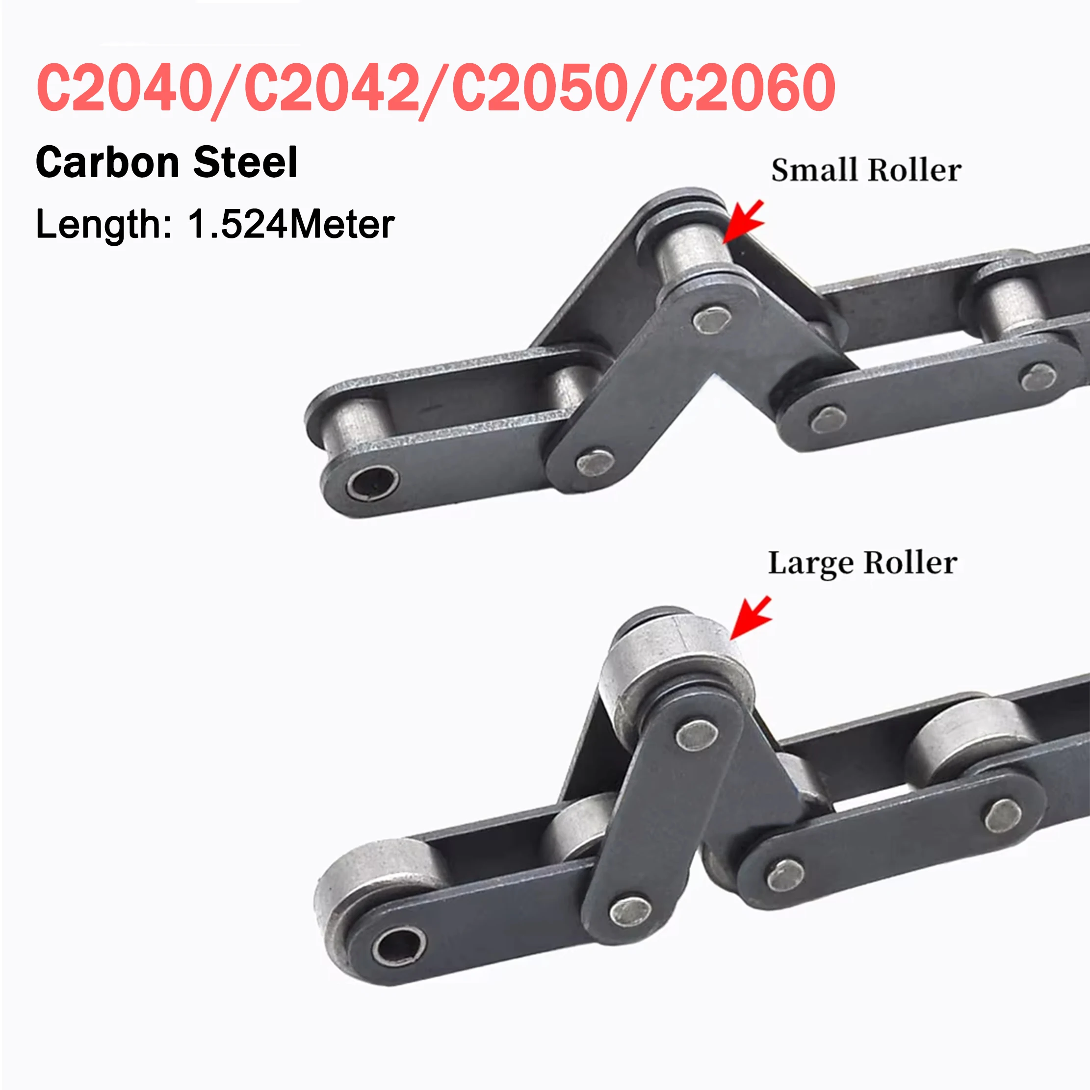 C2040/C2042/C2050/C2060 Double Pitch Roller Conveyor Chain Large Roller/Small Roller Chain Transmission Chain 1.524 Meter