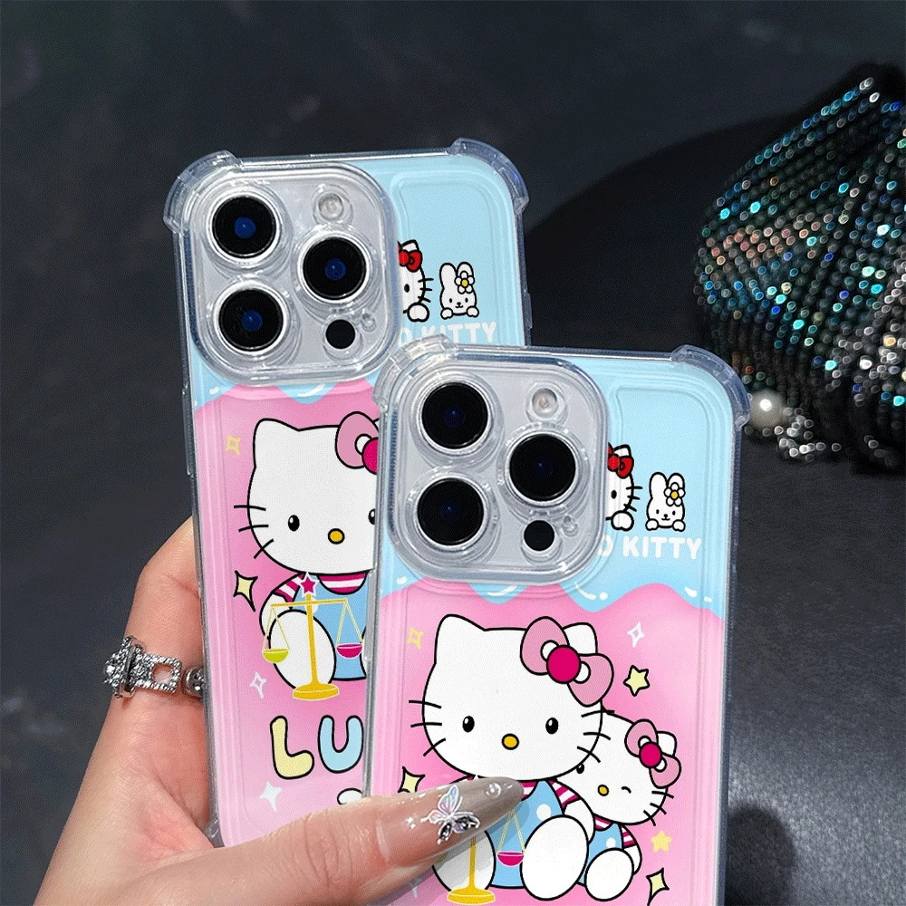 เคสโทรศัพท์มือถือซานริโอ้ KT สำหรับ iPhone14 Pro iPhone 16/15/14/13/12/11/x/xs/xs Max เคสนิ่มลายคิตตี้สำหรับสาวๆ สไตล์คาวาอี้