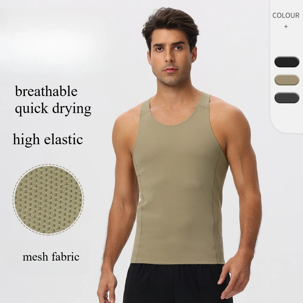 Gym Clothing Man Mesh Fabric Workout Sports Vest Running Singlet Quick-drying Fitness Sleeveless T-shirt Men's Compression Shirt