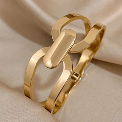 AENSOA 316l Stainless Steel Chunky Gold Color Charm Cross Unlimited Thick Wide Bangles Bracelets for Women Men New Wrist Jewelry