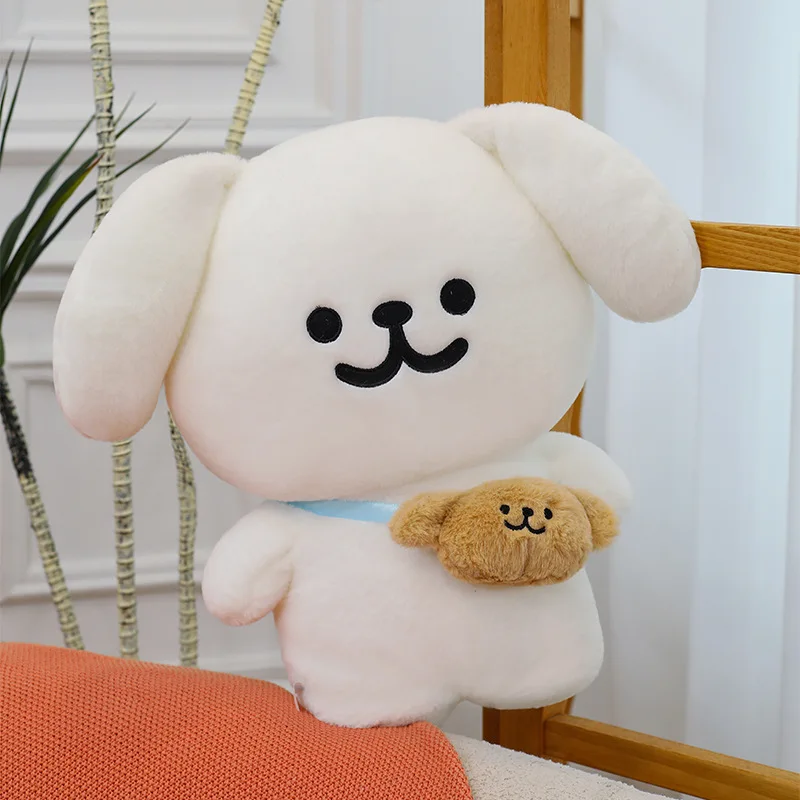 Muñeco de peluche de perro de línea Kawaii, bonito bolso de transporte de perro de línea de Anime, almohada suave de estilo para niños, regalo de cumpleaños y Navidad para niñas
