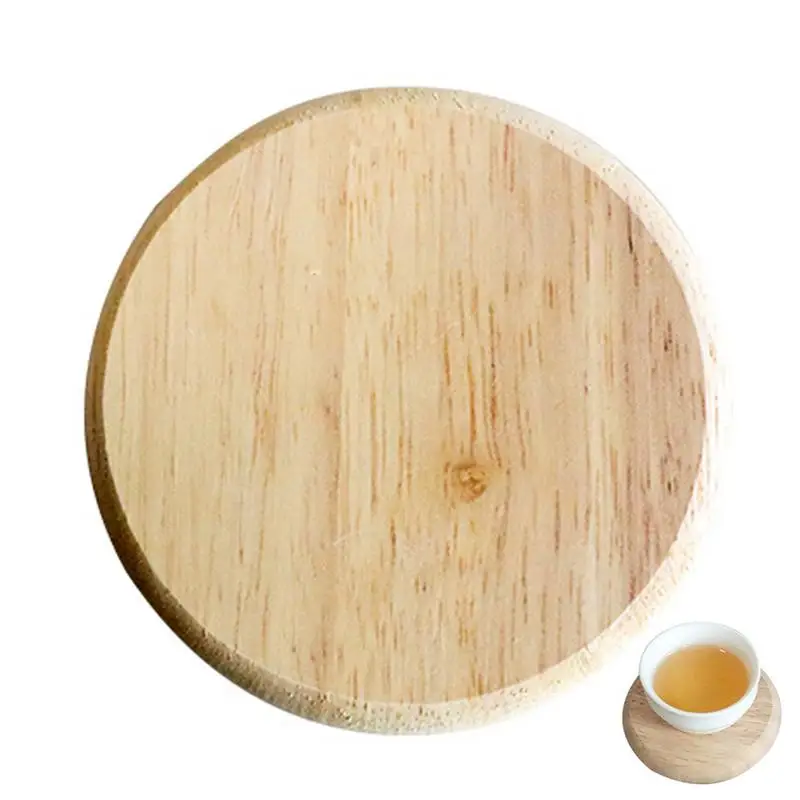 Posavasos de madera para taza de té y café, manteles individuales artesanales, tapete redondo para tetera, posavasos de madera para bebidas