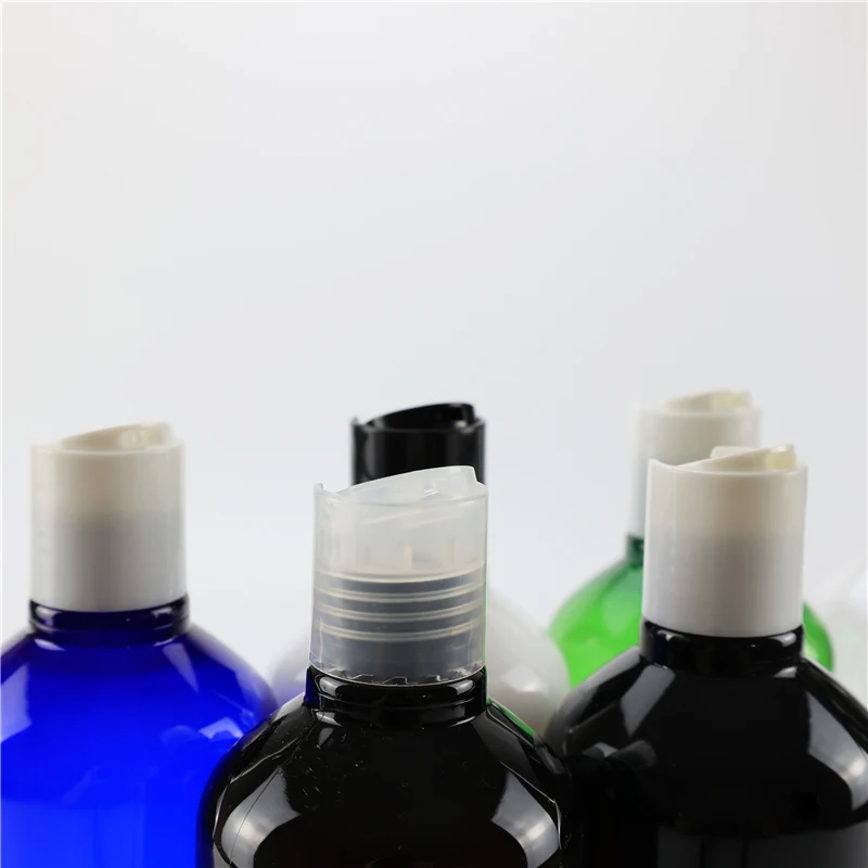 New Arrival 500ML X 10 White Black Clear Plastic Bottle With Disc Top Cap Empty Massage Oil Cosmetic Shampoo Packaging Container