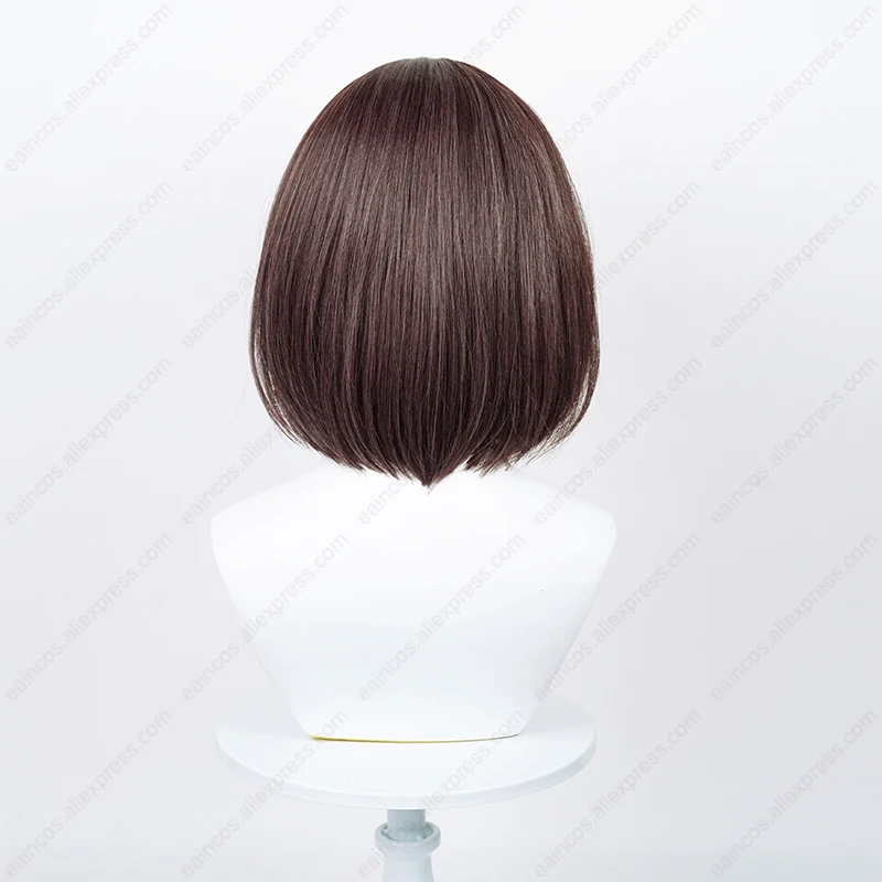 Wig Cosplay Anime Shinonome Ena rambut sintetis wanita 33cm Wig bobo coklat tahan panas