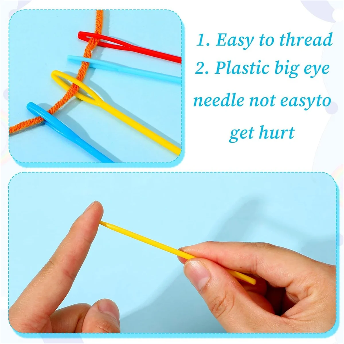 SSR 100 шт. пластиковая игольная пряжа с большим ушком 2 разных размеров, пряжа, швейные иглы 2,76 и 3,54 дюйма, красочная безопасная игла для шнуровки