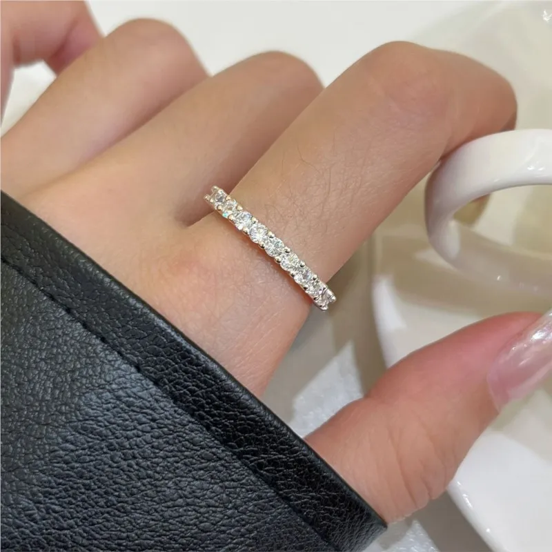 PANJBJ 925 Sterling Silver Zircon Geometry Ring For Women Love Heart Versatile Luxury Minimalism Jewelry Gift Dropshipping