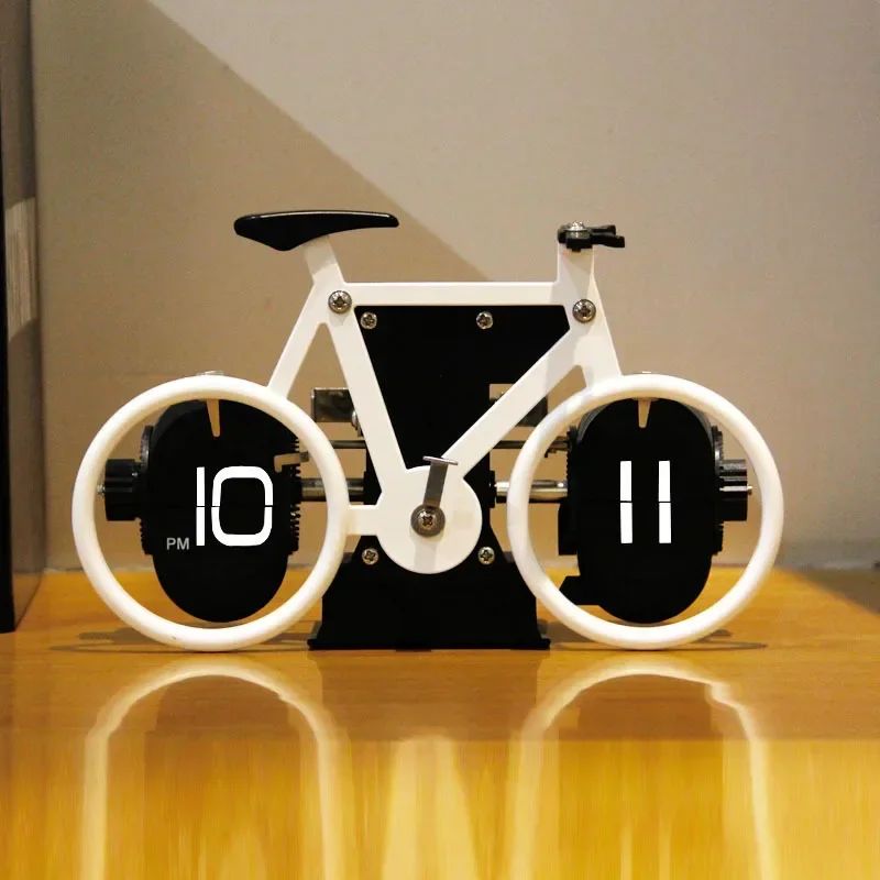 Bicycle page turning clock Personalized bicycle shape Desktop leaf turning clock Simple home decoration ornament