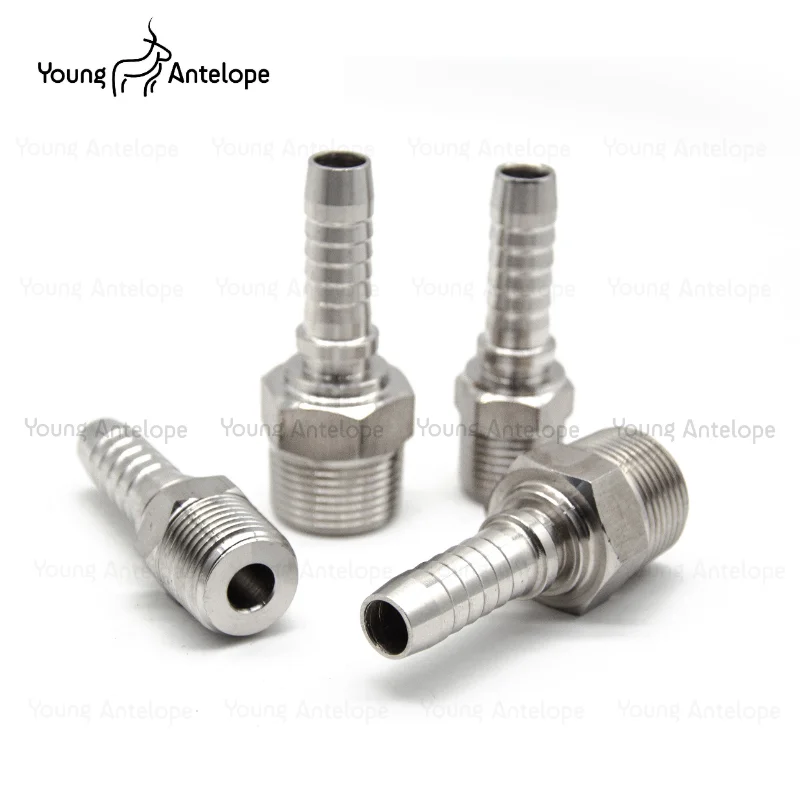 304 Stainless Steel BSPT Male Thread Pipe Fitting Hose Barb Pagoda Joint Coupling Connector3/8 1/2 1/4 High pressure oil pipe