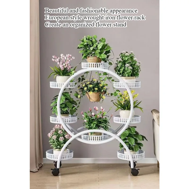 Flower Rack, Indoor Storage Rack, Wrought Iron Multi-layer Wheeled Floor-standing Pohos Flower Pot Rack,Home Living Room Balcony image 5