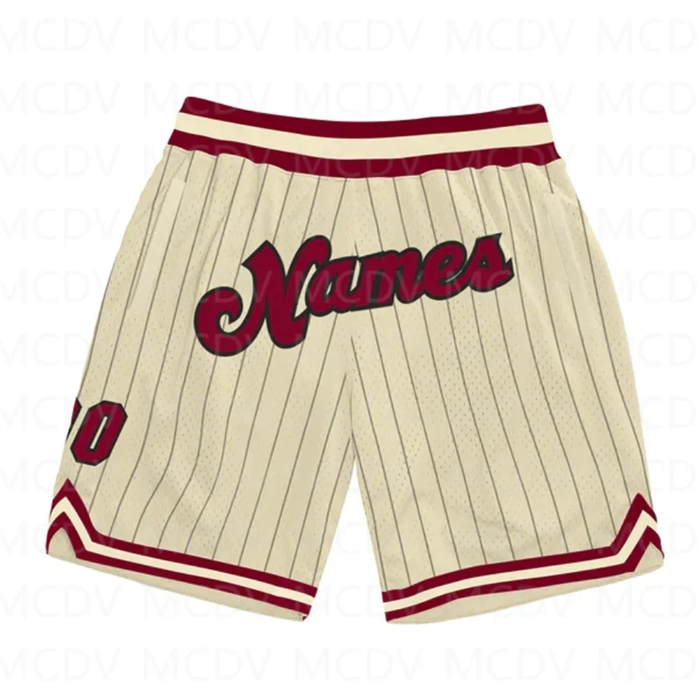 Custom  Royal Pinstripe Royal-Red Authentic Basketball Shorts  3D All Over Printed Men\'s Shorts Quick Drying Beach Shorts