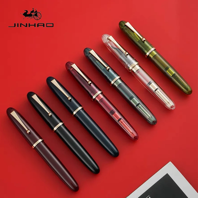 Jinhao 9019 Fountain Pen Transparent Luxury Resin Pen 0.5/0.7mm Nib Writing Ink Pens Stationery Business Office School Supplies