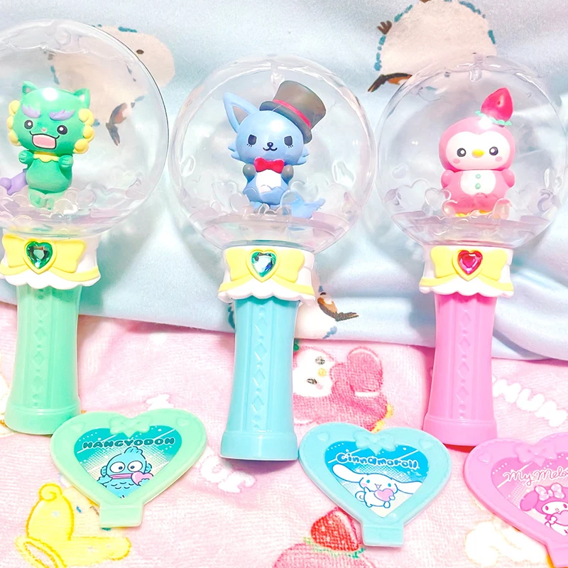 Bandai ใหม่ Sanrio Magic Wand ตัวเลขการกระทํา Hello Kitty Cinnamoroll Melody Pom Pom Purin Hangyodon ของแท้ของเล่น Gashapon