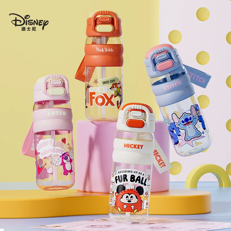 Disney 600ML Children's Water Cup for School, Summer Male and Female Large Capacity Straw Cup 【 Tritan Material 】