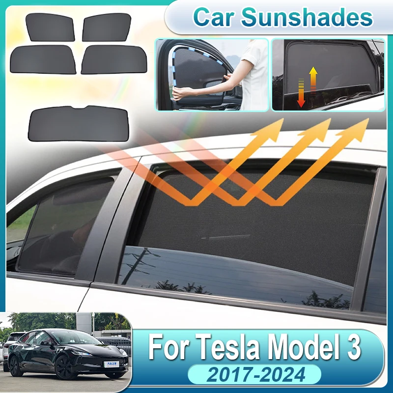 

Солнцезащитные шторки для Tesla Model 3 (2017-2024), складные накладки на боковые и задние окна, аксессуары для авто