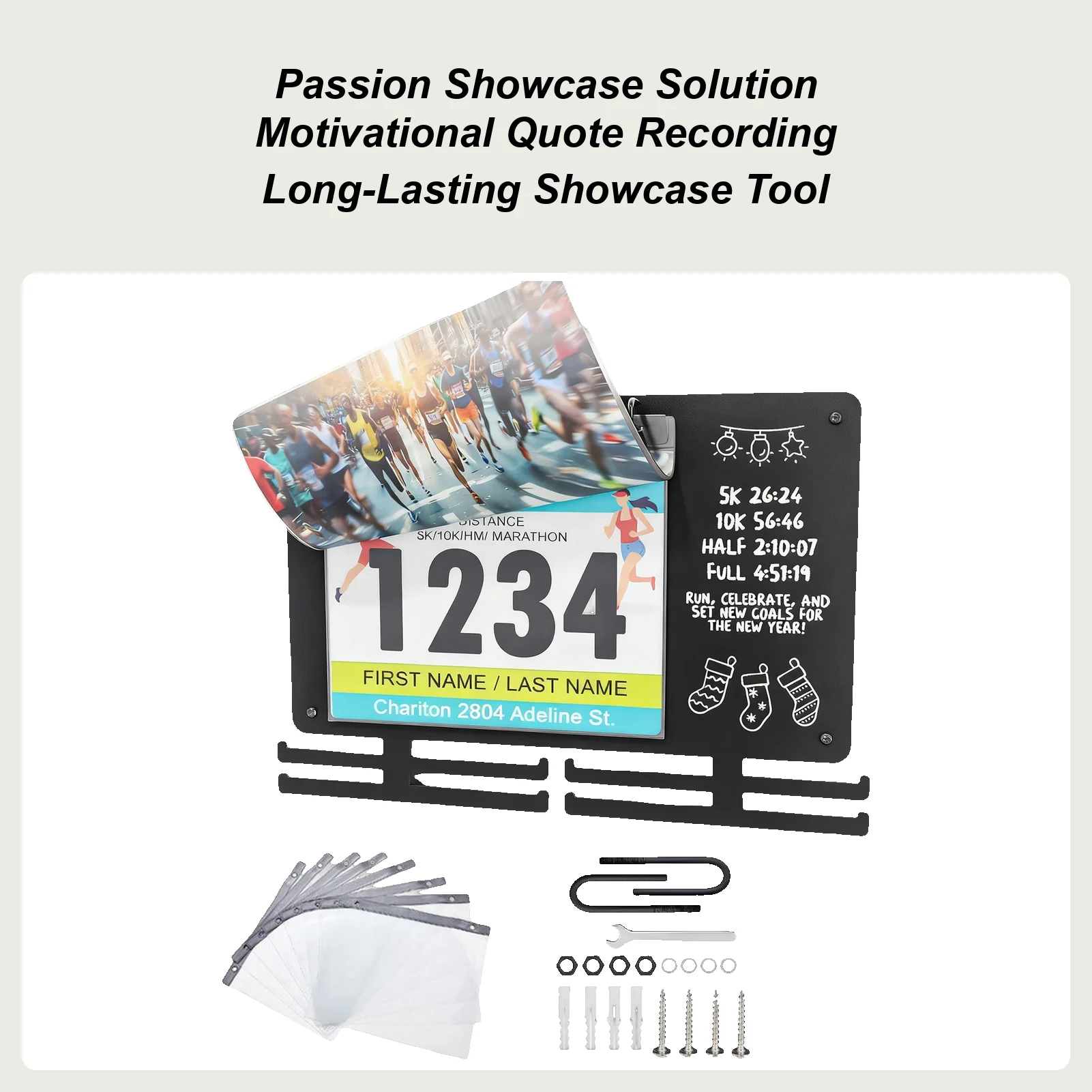 

Running Awards Display Wall Mounted Stand Hanger Rack Running Bib Holder Display For Bedroom Living Room Home Indoor