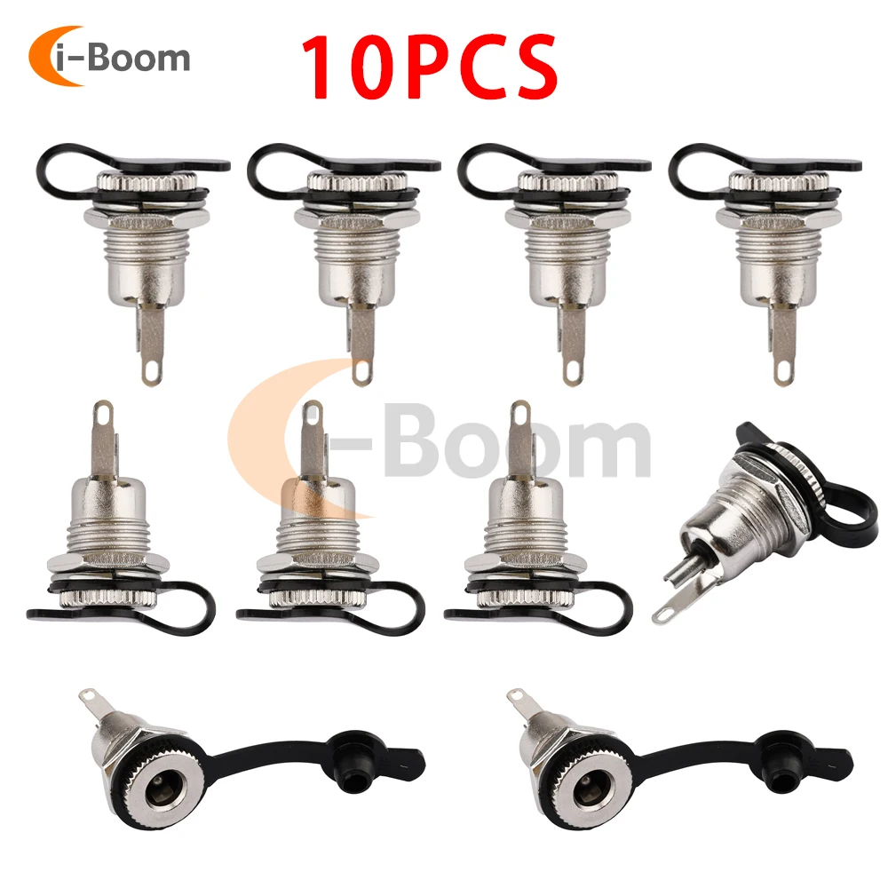 10PCS DC099 5.5*2.1mm DC Power Female Socket Jack Panel Mount PCB Connector Metal DC-099 With Waterproof Caps DC 30V 0.5A