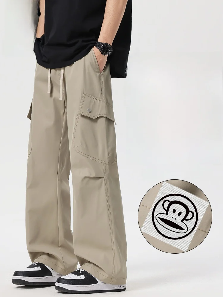 

PaulFrank Ice Silk Wide Leg Workwear Pants Men's Summer Thin Loose Drape Straight Casual Trousers Comfortable Loose Fit Youth...