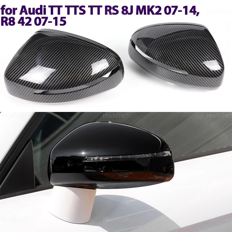 Carbon Fiber Style Black Rearview Side Mirror cover Caps for Audi TT TTS TT RS 8J MK2 2007-2014 R8 42 2007-2015