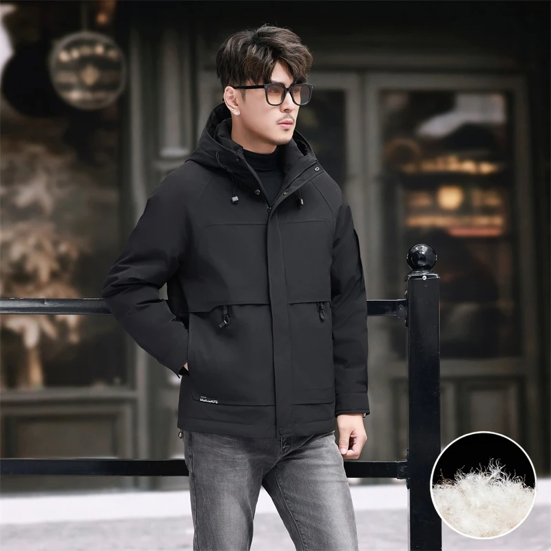 Men's down jacket, detachable white duck down liner, autumn and winter three-in-one casual warm jacket