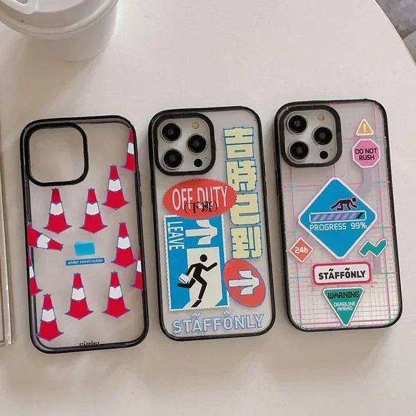 

2.0 Version Acrylic Upgrade Border Traffic Sign Phone Case Cover for IPhone 11 12 13 14 15 16 Pro Max Case