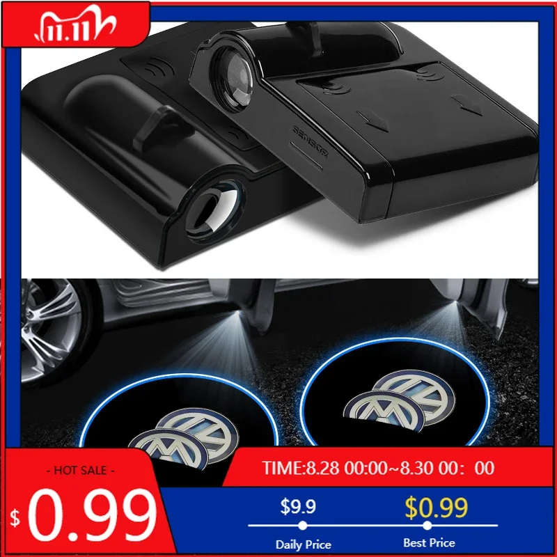 

VW GTI GOLF 2026 Hot Car Stickers Wireless Led Emblem Car Door Welcome Laser Projector Lights Car Decor For Volkswagen VW Sciroc