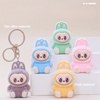 Mini 6cm Labubu Keychain Cartoon Creative Kawaii Doll Backpack Pendant Car Keychain Male and Female Gifts