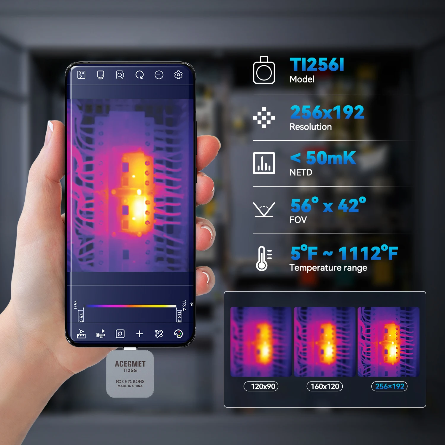 ACEGMET Tr256i Wärmebildkameramodul 256*192 für Android und Windows Os, für die Wartung von Mobiltelefonreparaturen mit hoher Auflösung und