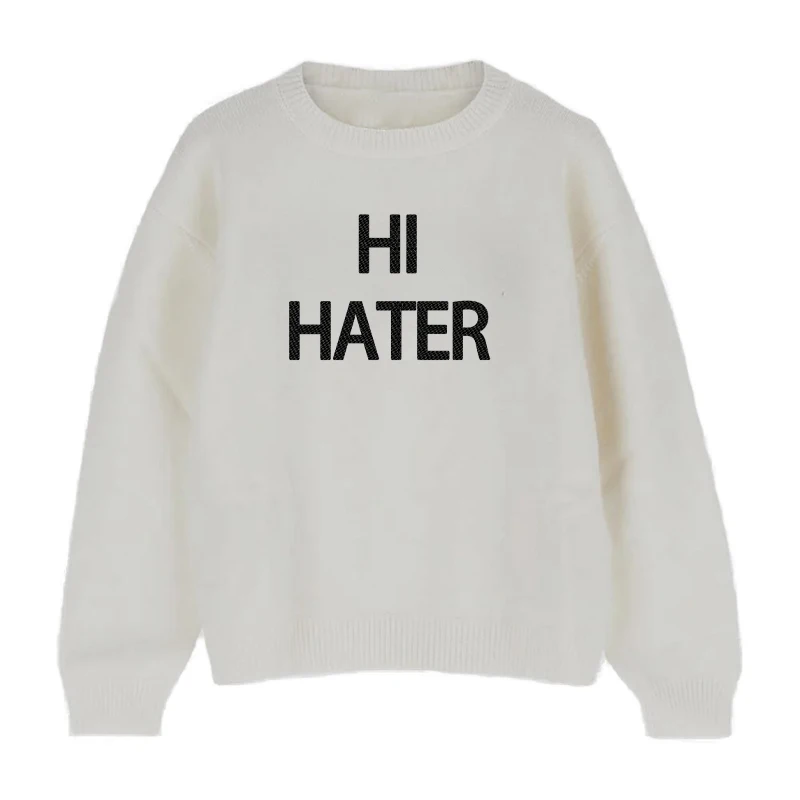 

HI HATER Letter Printed Soft Pullovers For Men And Women Sweatshirts Loose Warm Clothes Personality Autumn Hoodies Couple