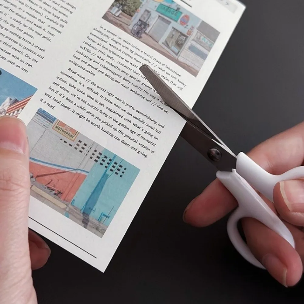 Forbici per cancelleria bianche pure con coperchio Forbici per bambini fatte a mano Materiale scolastico protettivo in acciaio inossidabile Strumento per tagliare la carta