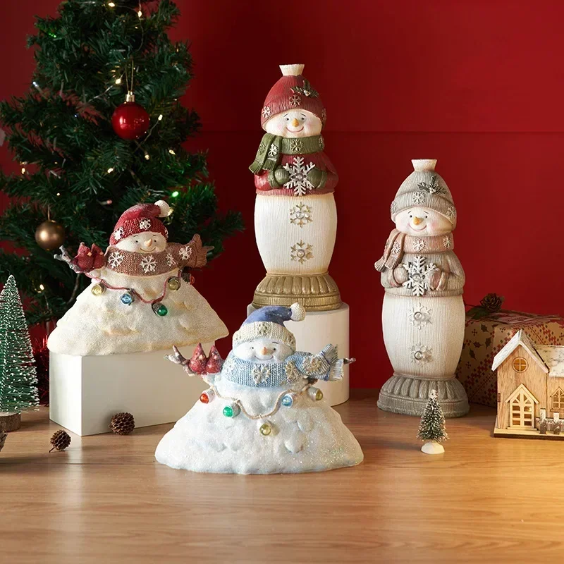 Christmas Tree Snowy Snowman Sculpture Porch Living Room Bedroom Tabletop Dining Table Modern Home Crafts Ornament Decoration